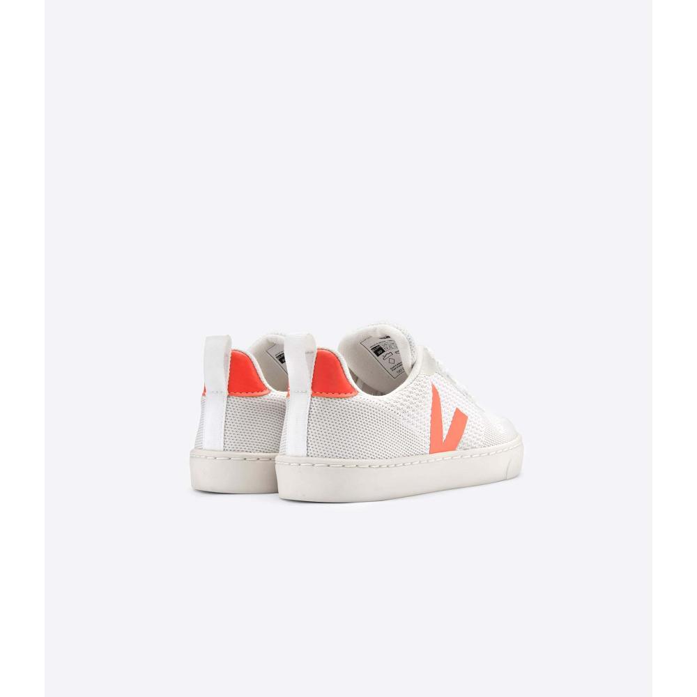 παπουτσια παιδικα Veja V-10 MALHA BRANCO ALUMINIO White/Orange | GR 795BEX